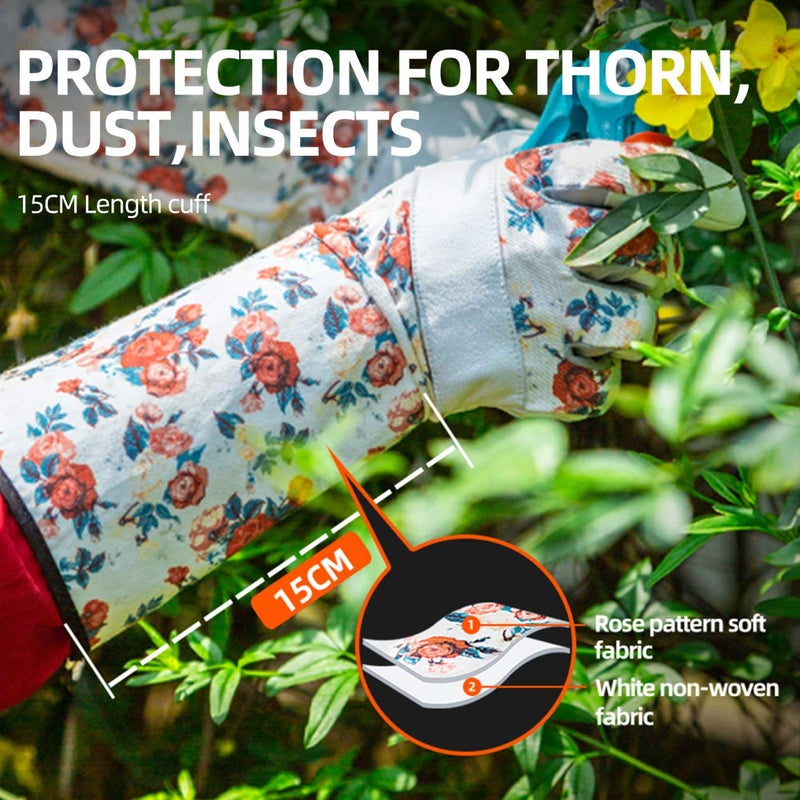 Vgo... 1-Pair Natural Genuine Goatskin Leather Gardening Gloves, Long Cuff Protection, High Dexterity Grip Gloves (Size S, White, GA9658-W) - Image 3